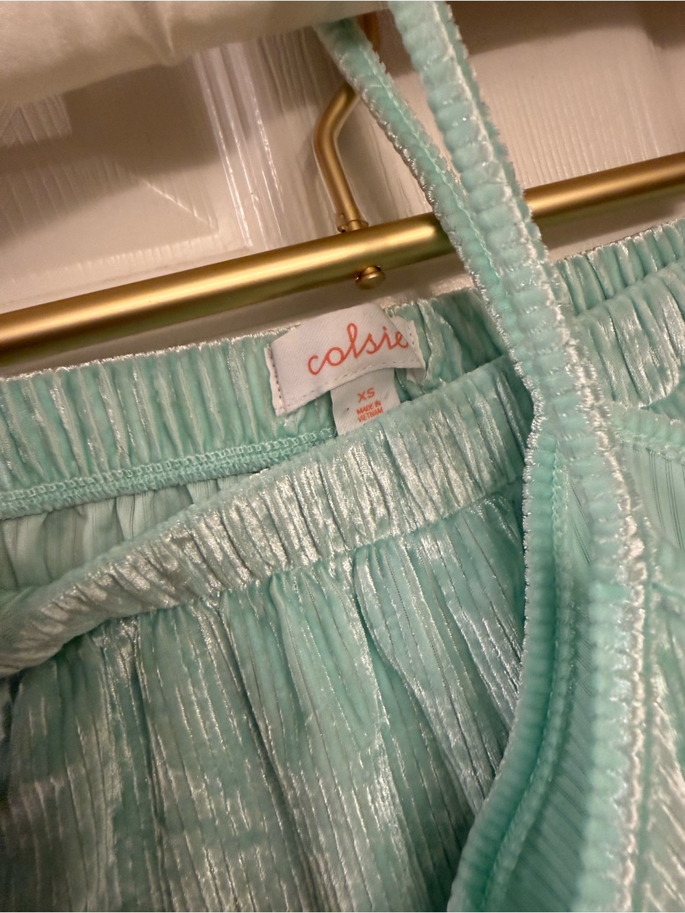 Colsie Mint Ribbed Velvet Cami & Short Set - Picture 3 of 7